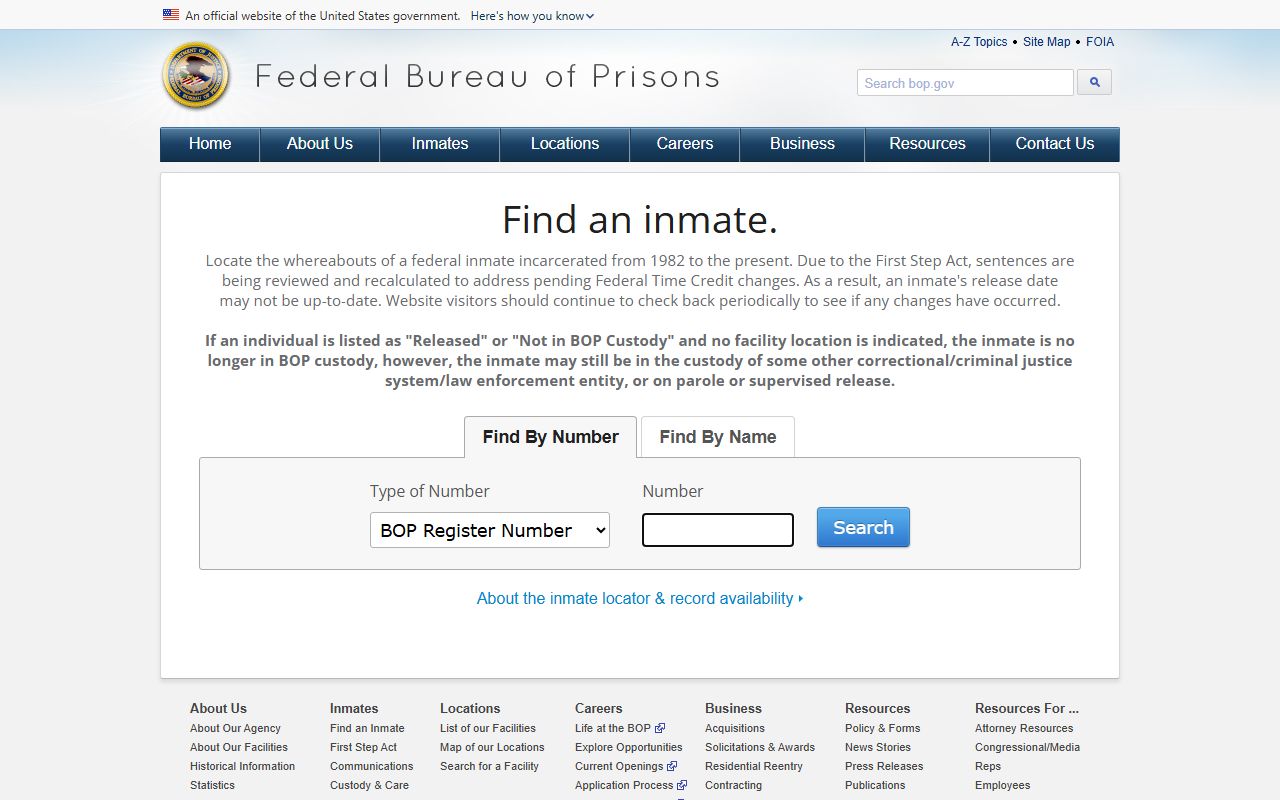 FCI Bastrop federal inmate lookup through the BOP Inmate Locator